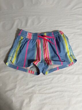 Vineyard Vines neon Striped Athletic Shorts with Neon Pink Drawcord